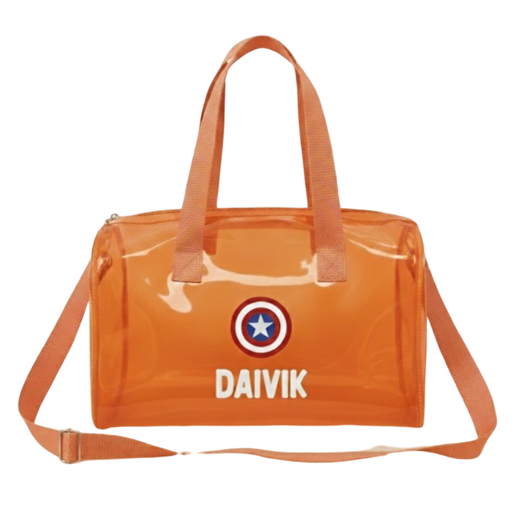 Customized Jelly Duffle Bag with Printed Name and Cartoon