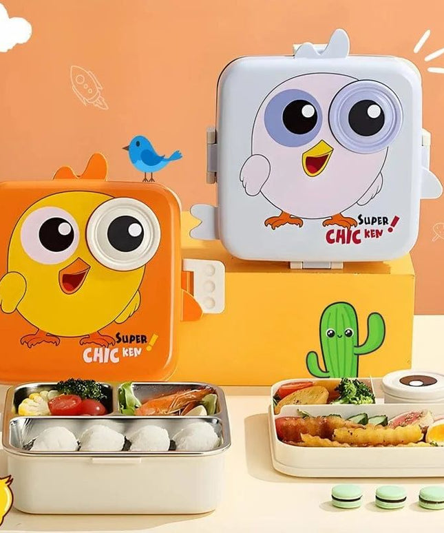 Owl Eye – Leakproof Steel Lunch Box with Spoon & Salad Cup