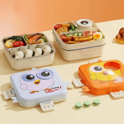 Owl Eye – Leakproof Steel Lunch Box with Spoon & Salad Cup