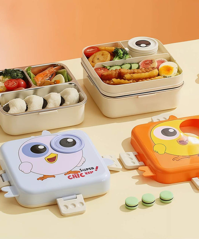 Owl Eye – Leakproof Steel Lunch Box with Spoon & Salad Cup