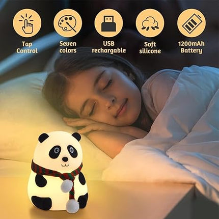 Panda Night Lamp for Kids | Night Light for Bedroom 7 Color Changing Touch Sensor