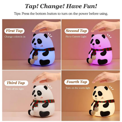 Panda Night Lamp for Kids | Night Light for Bedroom 7 Color Changing Touch Sensor