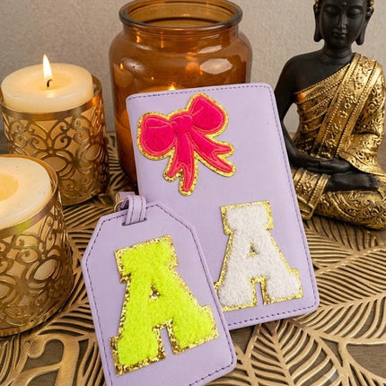 Personalized Initial Passport Cover with Travel Tag Combo