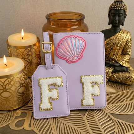 Personalized Initial Passport Cover with Travel Tag Combo