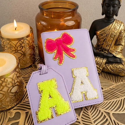 Personalized Initial Passport Cover with Travel Tag Combo