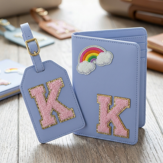 Personalized Initial Passport Cover with Travel Tag Combo