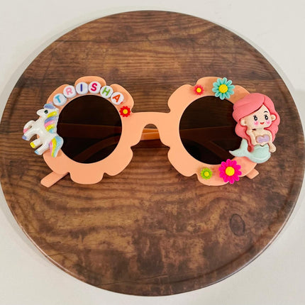 Customized Sunglasses for girls with name and beads - flower shape