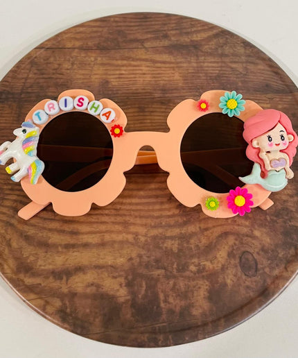 Customized Sunglasses for girls with name and beads - flower shape