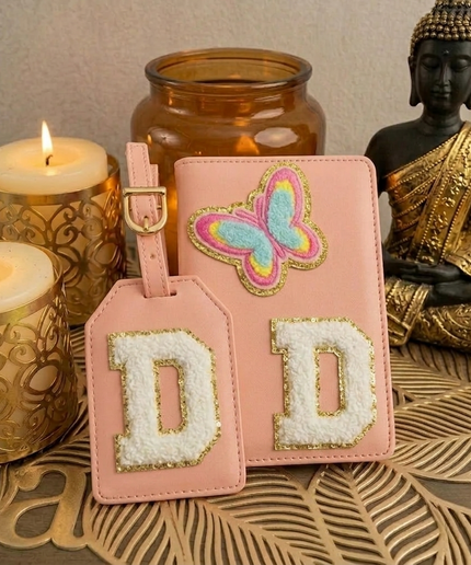 Personalized Initial Passport Cover with Travel Tag Combo