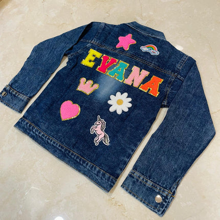 Personalised Denim Jacket with name & motifs - Premium Quality