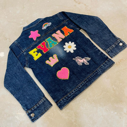 Personalised Denim Jacket with name & motifs - Premium Quality