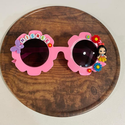 Customized Sunglasses for girls with name and beads - flower shape