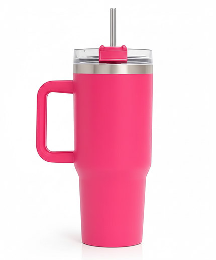 Large Tumbler with handle and straw | Premium Insulated Travel Coffee Mug 1200ml
