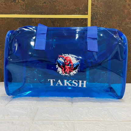Customized Jelly Duffle Bag with Printed Name and Cartoon