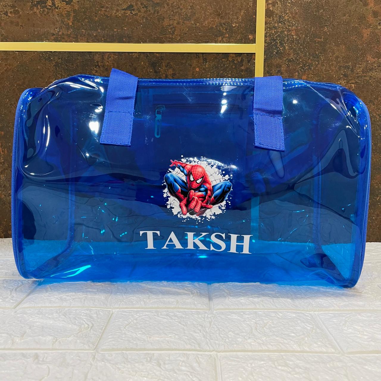 Customized Jelly Duffle Bag with Printed Name and Cartoon