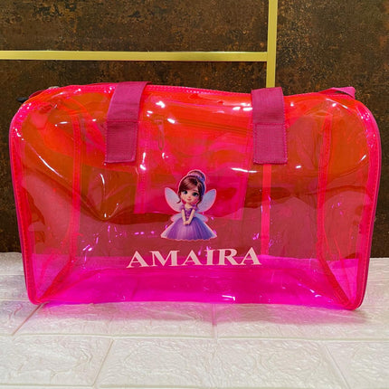 Customized Jelly Duffle Bag with Printed Name and Cartoon