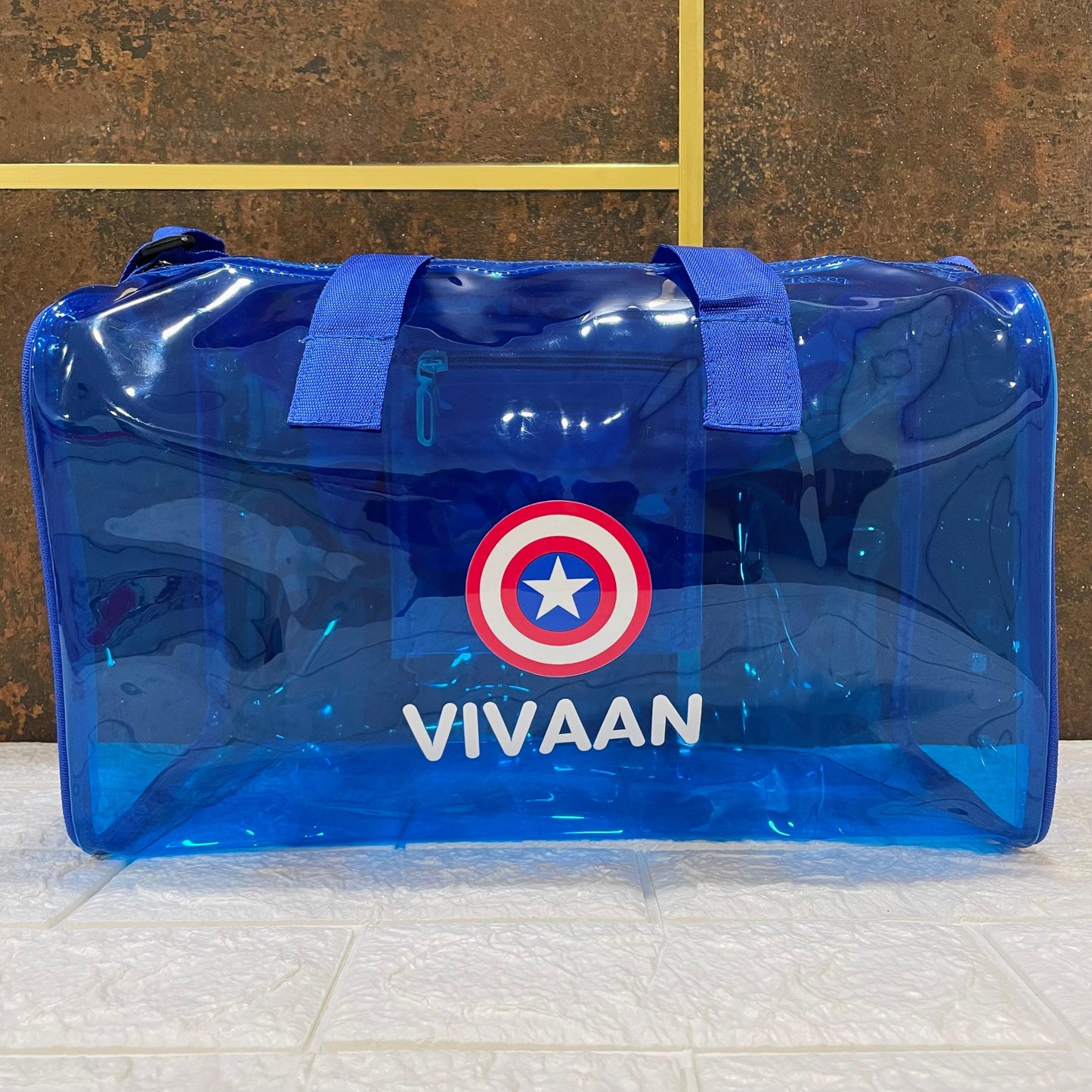 Customized Jelly Duffle Bag with Printed Name and Cartoon