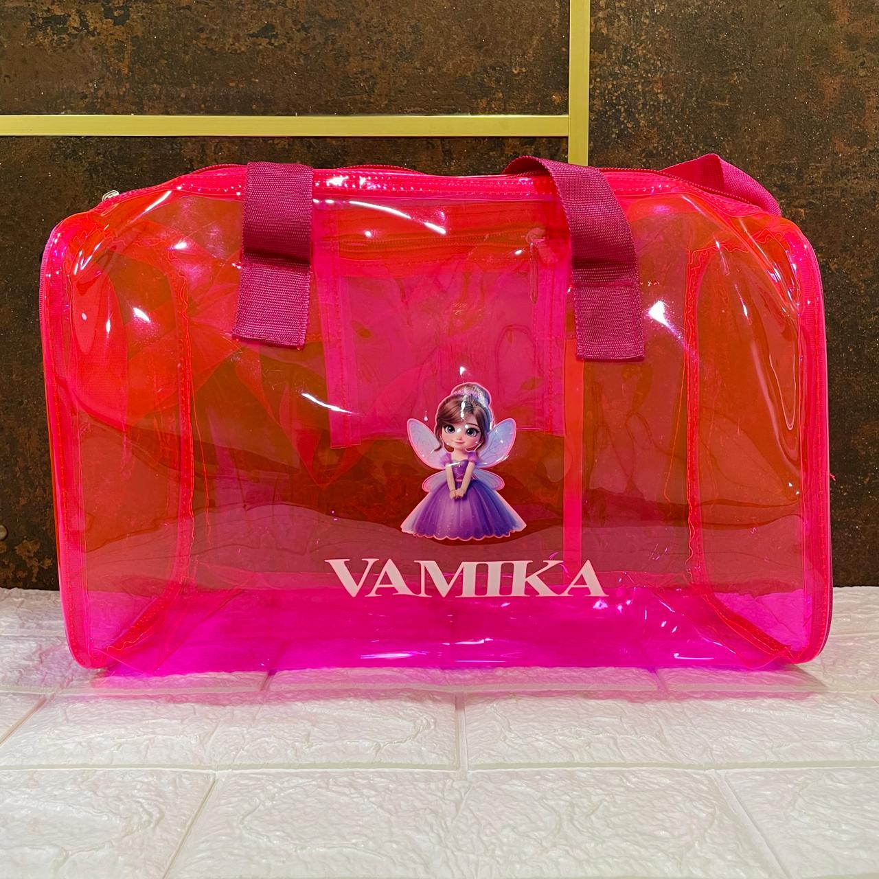 Customized Jelly Duffle Bag with Printed Name and Cartoon