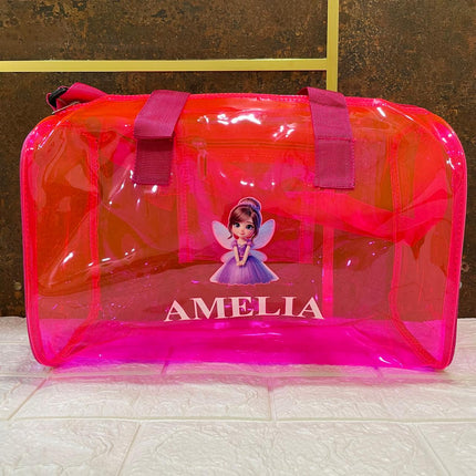 Customized Jelly Duffle Bag with Printed Name and Cartoon