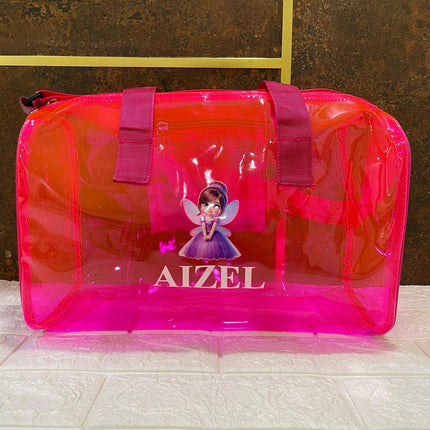 Customized Jelly Duffle Bag with Printed Name and Cartoon