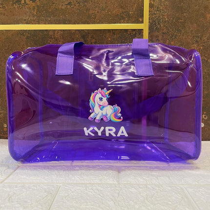 Customized Jelly Duffle Bag with Printed Name and Cartoon