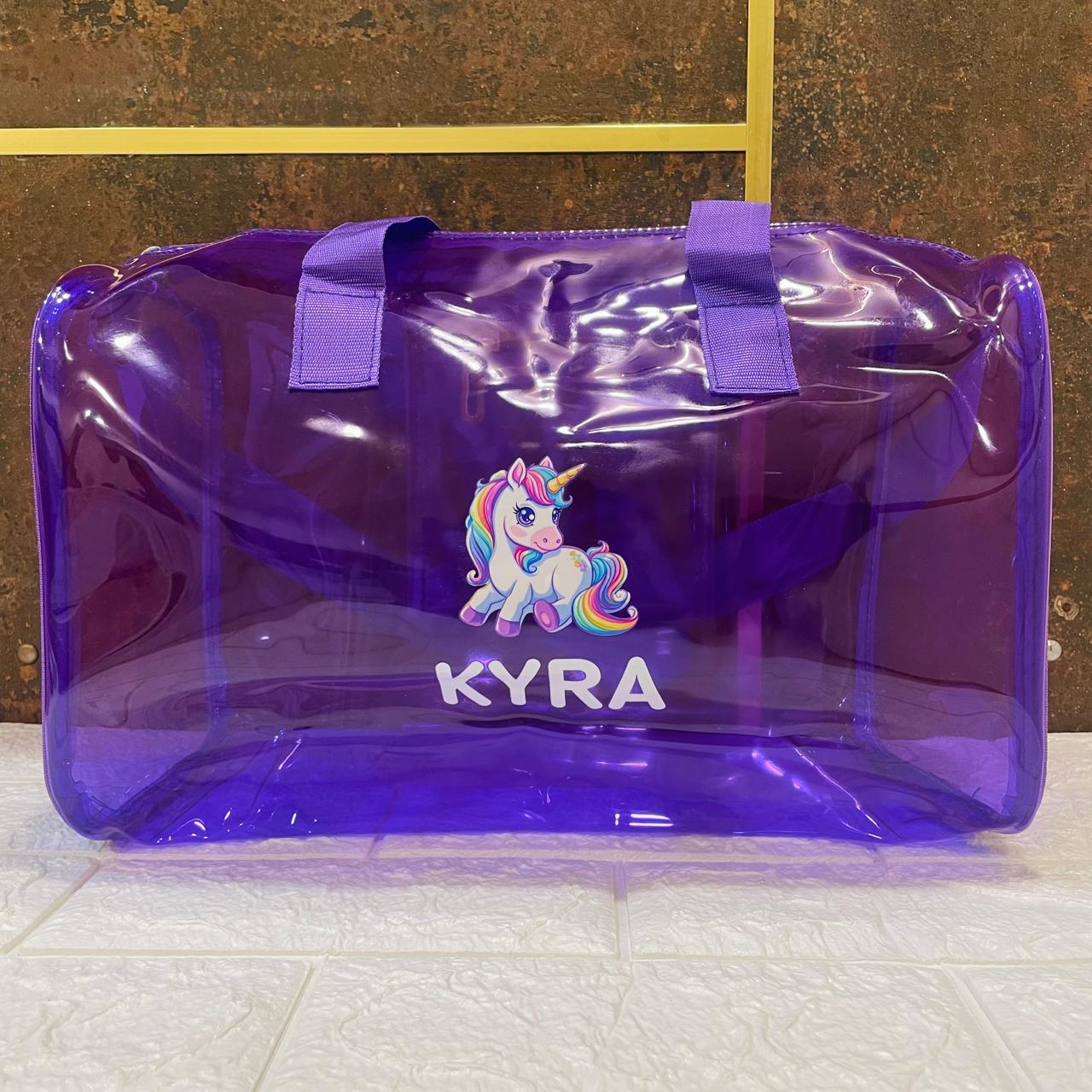 Customized Jelly Duffle Bag with Printed Name and Cartoon