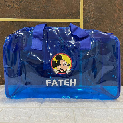 Customized Jelly Duffle Bag with Printed Name and Cartoon