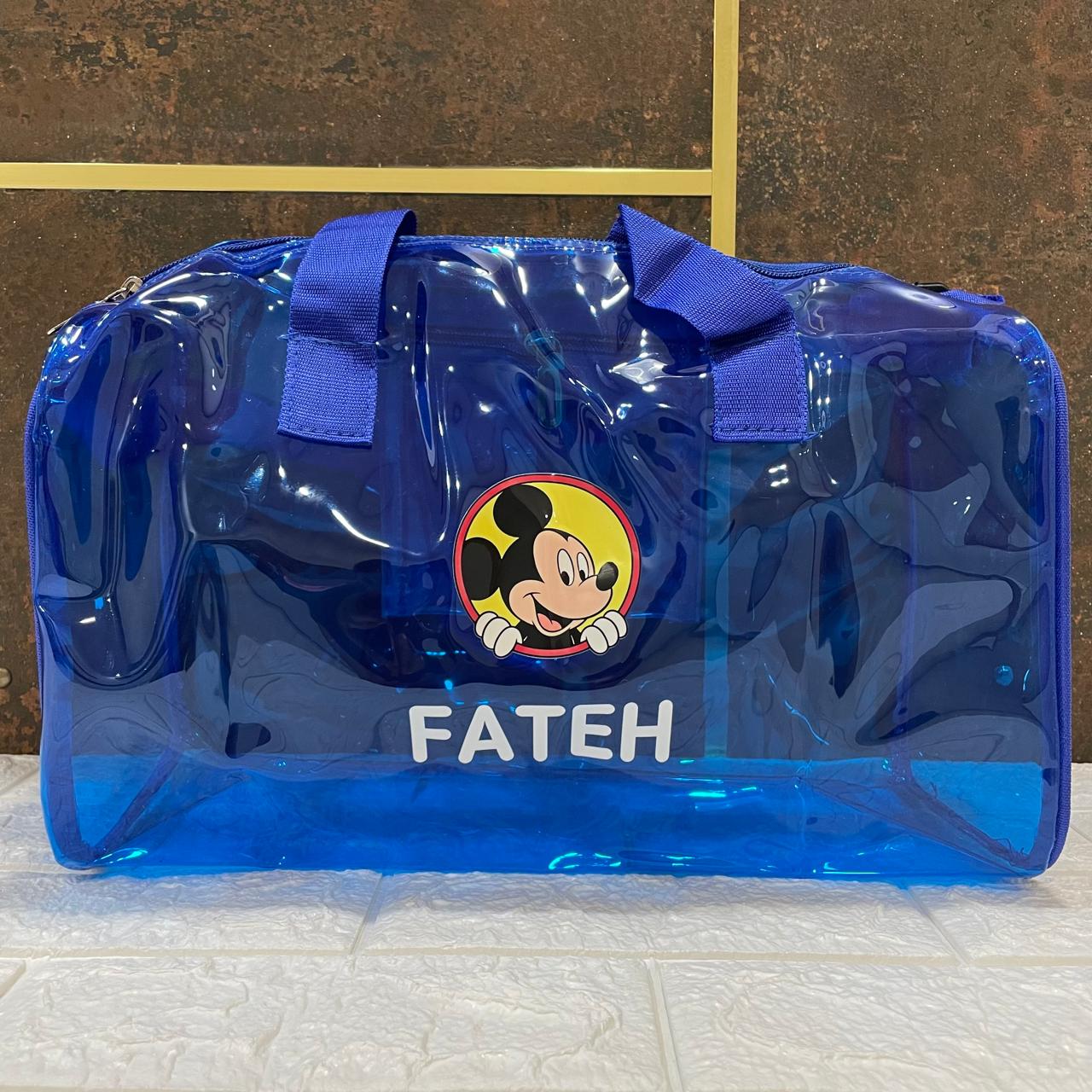 Customized Jelly Duffle Bag with Printed Name and Cartoon