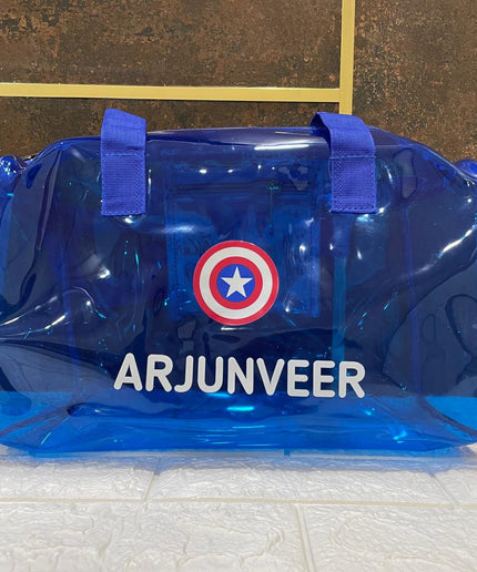 Customized Jelly Duffle Bag with Printed Name and Cartoon