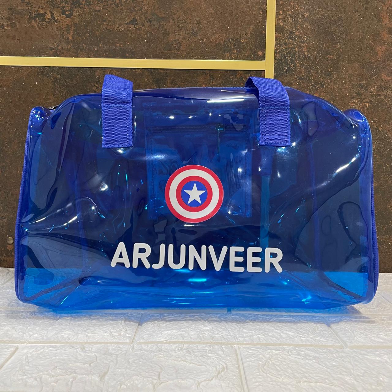 Customized Jelly Duffle Bag with Printed Name and Cartoon