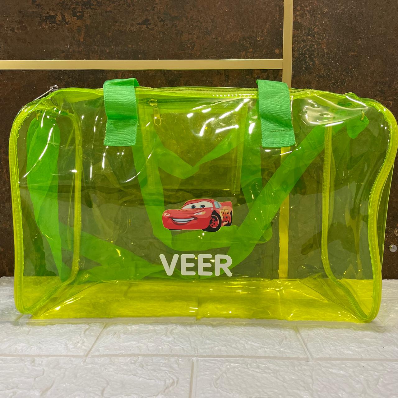 Customized Jelly Duffle Bag with Printed Name and Cartoon