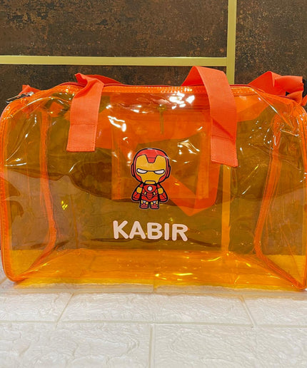 Customized Jelly Duffle Bag with Printed Name and Cartoon