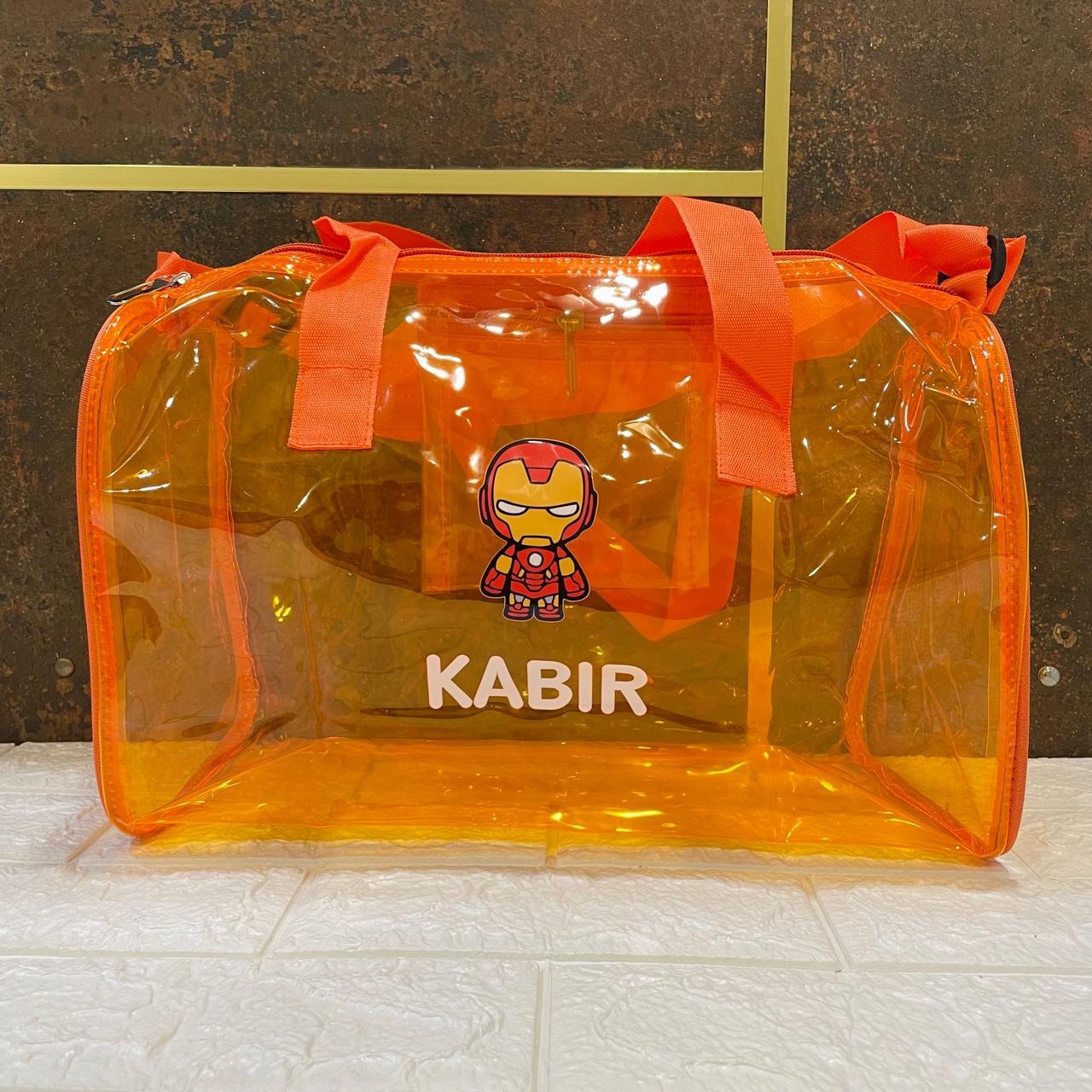 Customized Jelly Duffle Bag with Printed Name and Cartoon