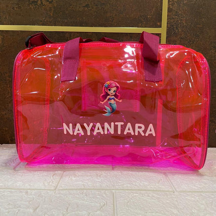 Customized Jelly Duffle Bag with Printed Name and Cartoon