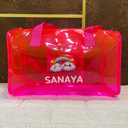 Customized Jelly Duffle Bag with Printed Name and Cartoon