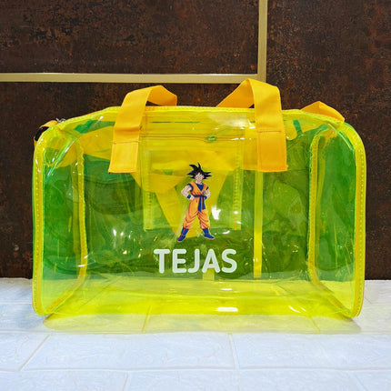 Customized Jelly Duffle Bag with Printed Name and Cartoon