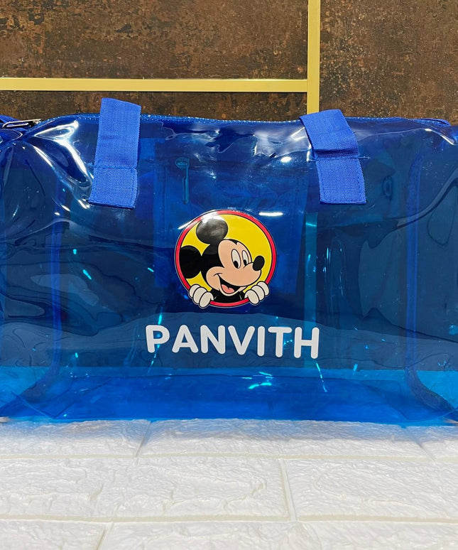 Customized Jelly Duffle Bag with Printed Name and Cartoon