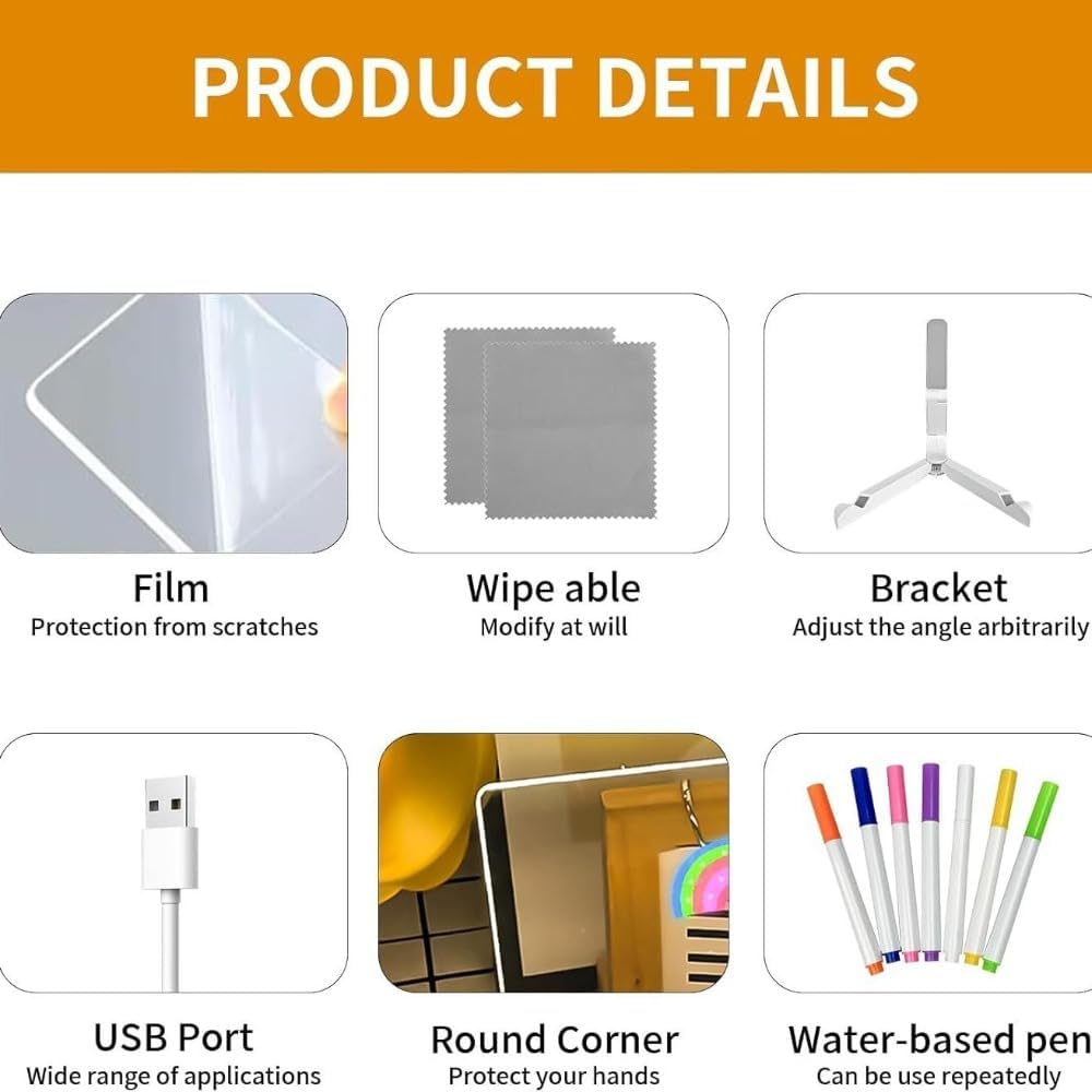 3D Acrylic LED Writing Pad with Pen & Light | 15 x 15 cm