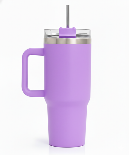 Large Tumbler with handle and straw | Premium Insulated Travel Coffee Mug 1200ml