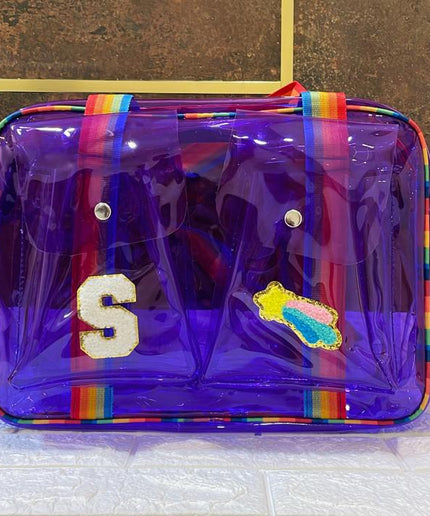 Customized Jelly Duffle Bag Double Pocket with Rainbow belt