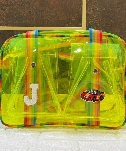 Customized Jelly Duffle Bag Double Pocket with Rainbow belt