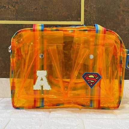 Customized Jelly Duffle Bag Double Pocket with Rainbow belt