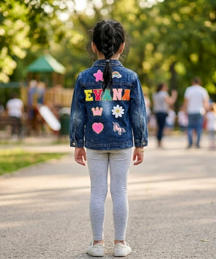 Personalised Denim Jacket with name & motifs - Premium Quality