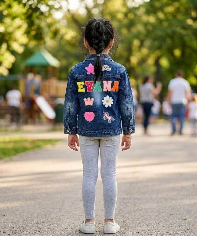 Personalised Denim Jacket with name & motifs - Premium Quality