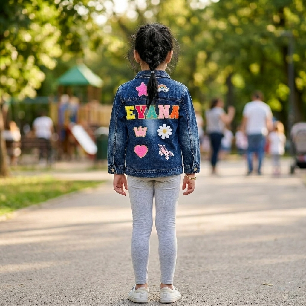 Personalised Denim Jacket with name & motifs - Premium Quality