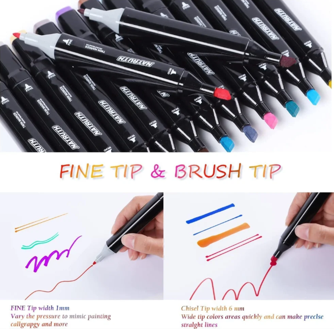 Colorful Art Sketch Pens for Painting, Sketching, Drawing - Dual Tip (Set of 48, Multicolor)