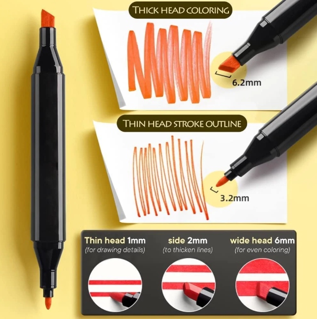 Colorful Art Sketch Pens for Painting, Sketching, Drawing - Dual Tip (Set of 48, Multicolor)