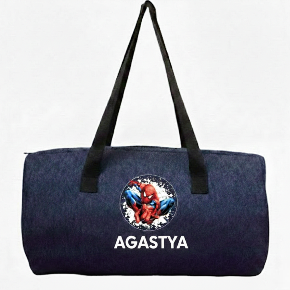 Personalized Denim Duffle Bag with Cartoon for Kids
