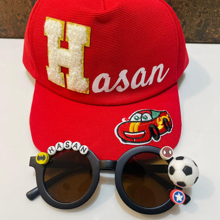 Summer Essentials Combo - Customized Round Sunglasses + Printed Name Cap