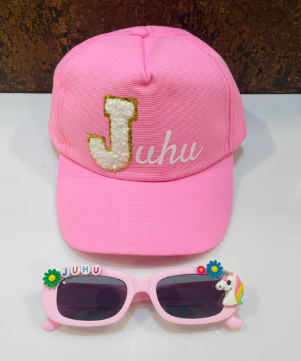 Summer Essentials Combo - Customized Rectangle Sunglasses + Printed Name Cap